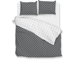 Zohome Dekbedovertrek Punta Di Cotone - Grijs - Lits-jumeaux - Dekbedhoes van 100% Katoen - Punten - 260x220 + 2 slopen 60/70 cm