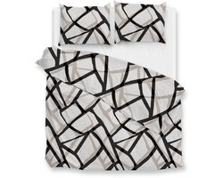 Zohome Serena Dekbedovertrek - Grijs - Lits-jumeaux - Dekbedhoes van 100% Katoen-Flanel - Abstract - 240x220 + 2 slopen 60/70 cm - AW25