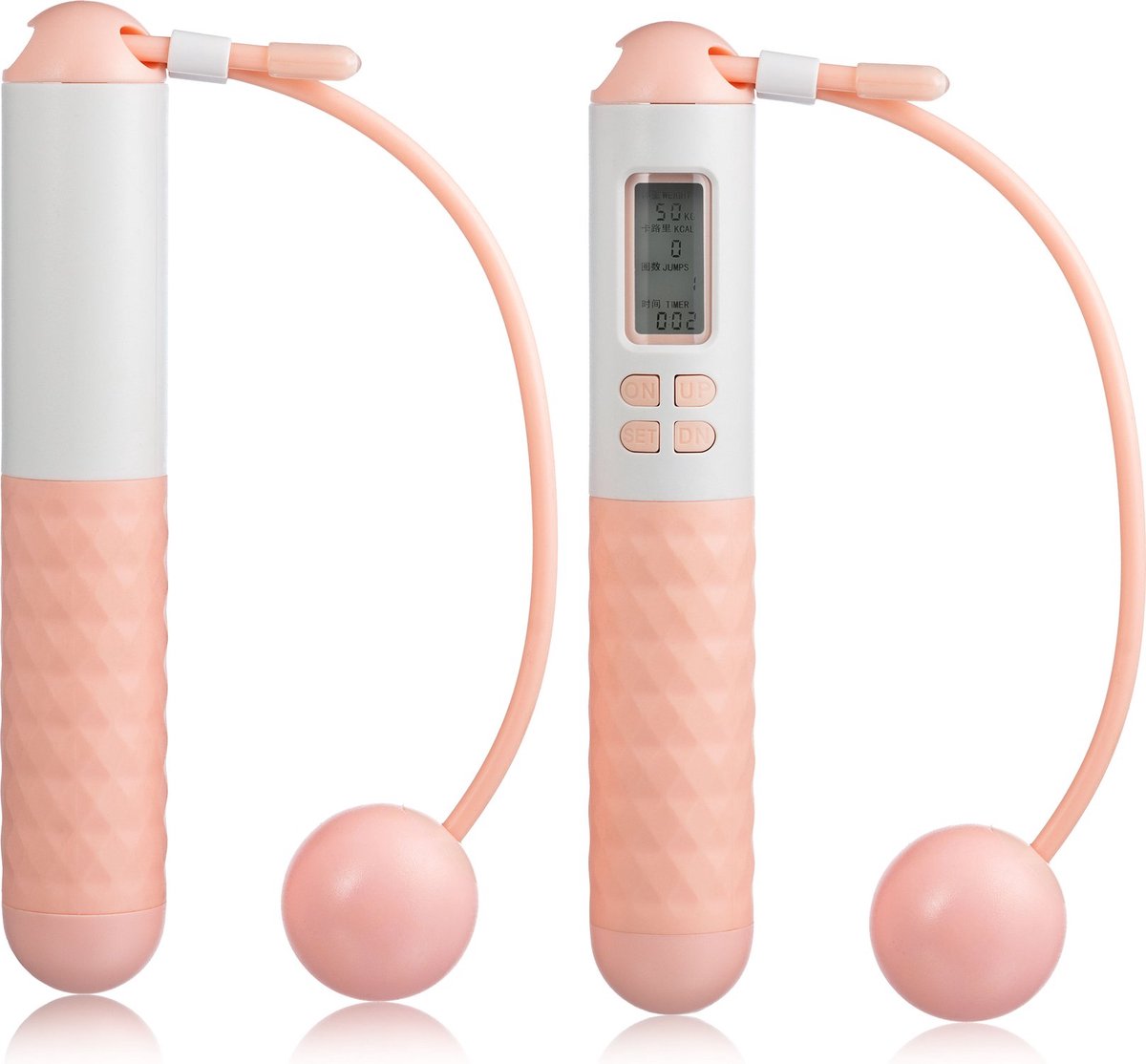 Gymtek® Springtouw met LCD-teller - Draadloos met Optionele Kabel - Springtouw, Speed Rope, Springtouw met Calorieenteller - Fitness, Training, Crossfit