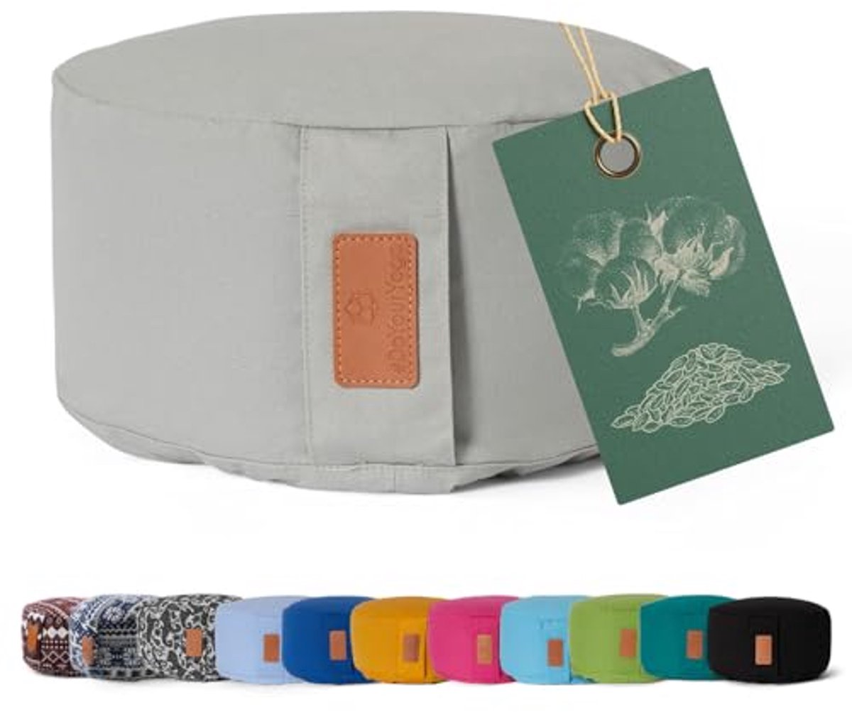 Yoga Kussen Rond - Meditatiekussen met Bio-Organische Speltvulling – 30 cm Diameter, 15 cm Hoog - Muisgrijs