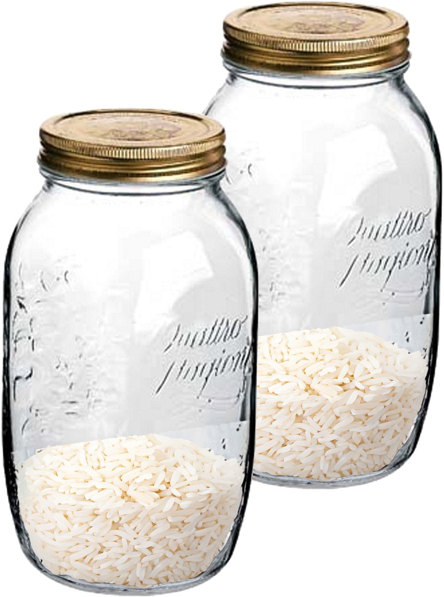 Bormioli Rocco Weckpot/inmaakpot - 2x - 1,5 L - glas - met draaideksel - 21 x 10 cm