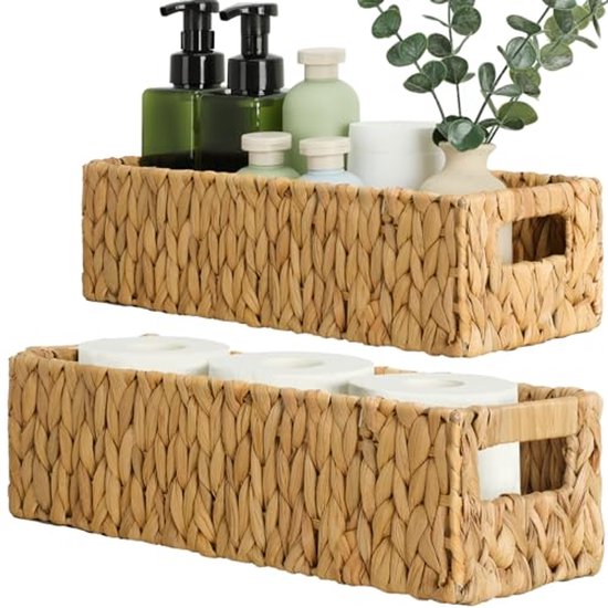 Plankmand, decoratieve mand, multifunctionele mand van waterhyacint, ca. 40 x 30 x 15 cm