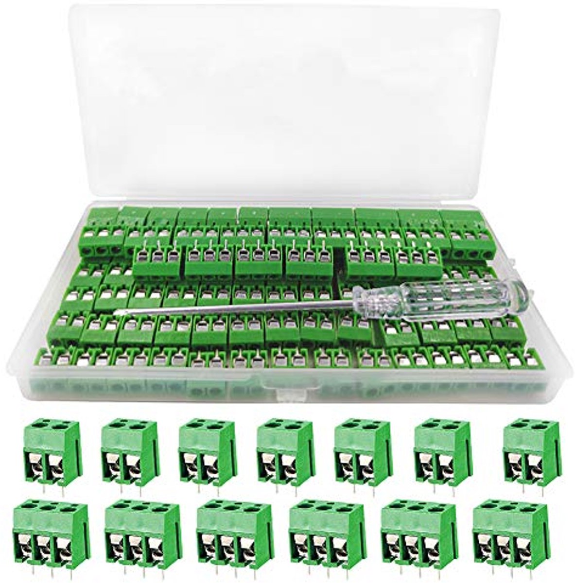 Terminal Block Connector 100 Stuks - 5mm Pitch 2-Pin en 3-Pin voor PCB Montage