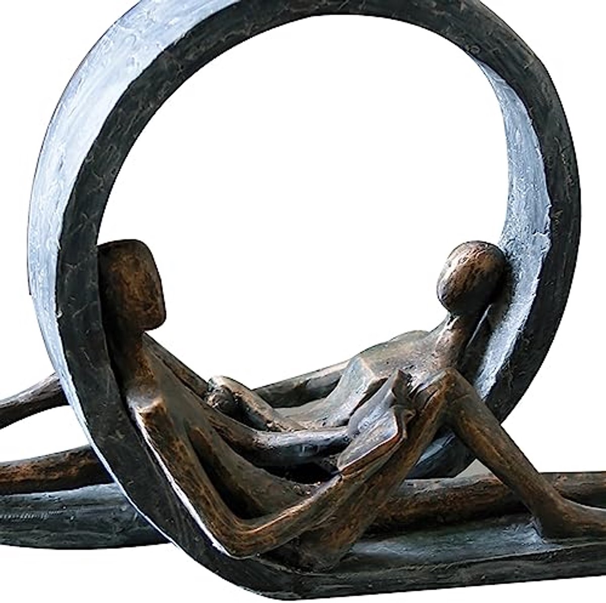 Moderne Design Sculptuur van Kunsthars in Bronskleur en Grijs – Hoogte 22 cm