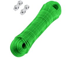 Waslijn 30 m met stalen kern en 2 spanners - Extra sterk voor balkon en tuin - Draagvermogen 120 kg