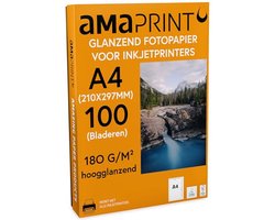 100 vellen fotopapier A4 glanzend 180g/m² voor inkjetprinter - watervast