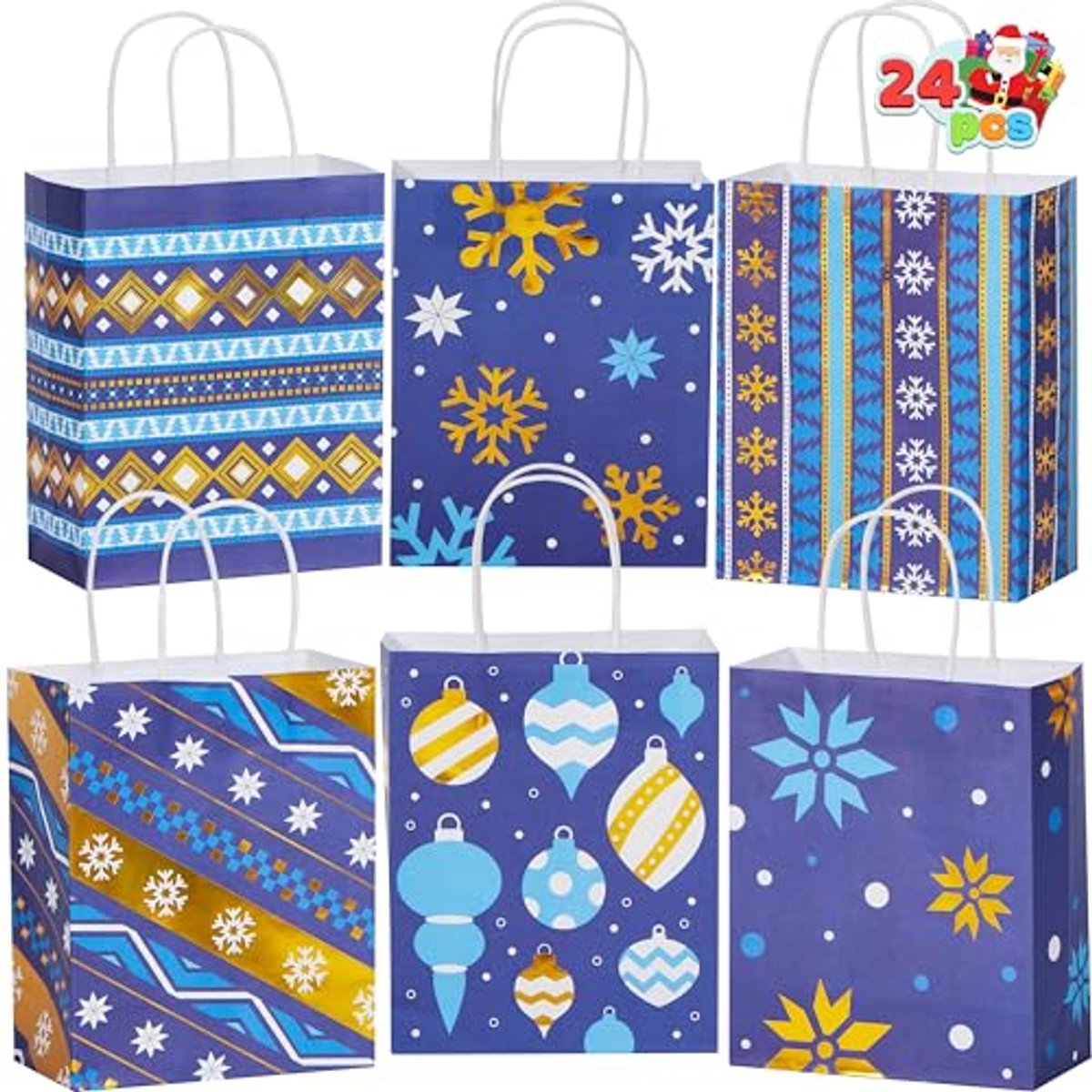 Kerst Kraft Geschenktassen - 24 Stuks, Blauw - Perfect voor Cadeaus en Feestdecoratie