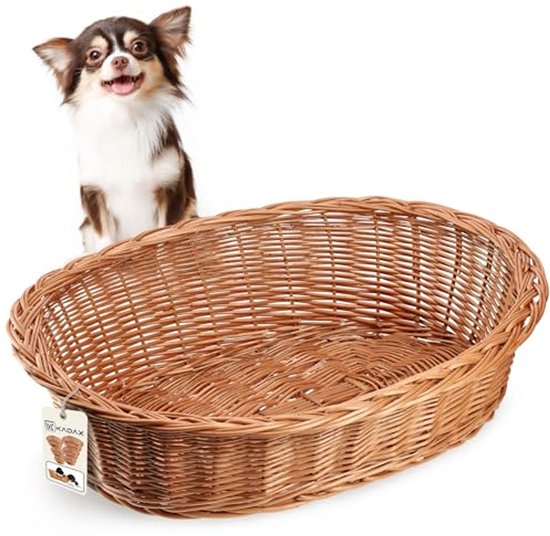 KADAX Willow Honden- en kattenligstoel, huisdierbed in natuurlijke kleur, hondenbed, kattenmand, ligstoel voor dieren, huisdierbed, hondenslaapplaats