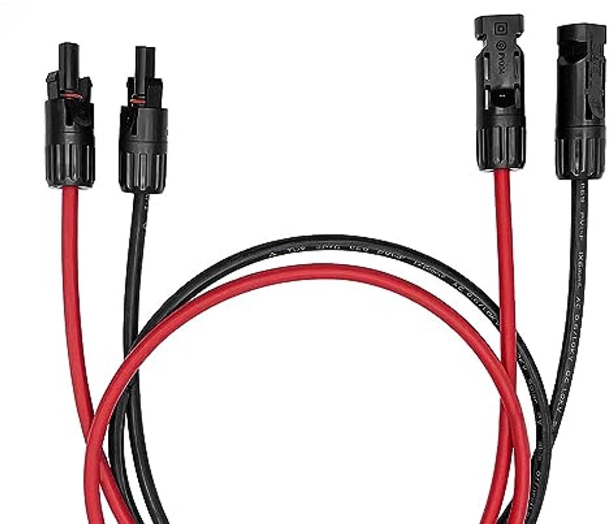 Verlengkabel Solarkabel PV-stekker 6mm², 1m Rood/Zwart
