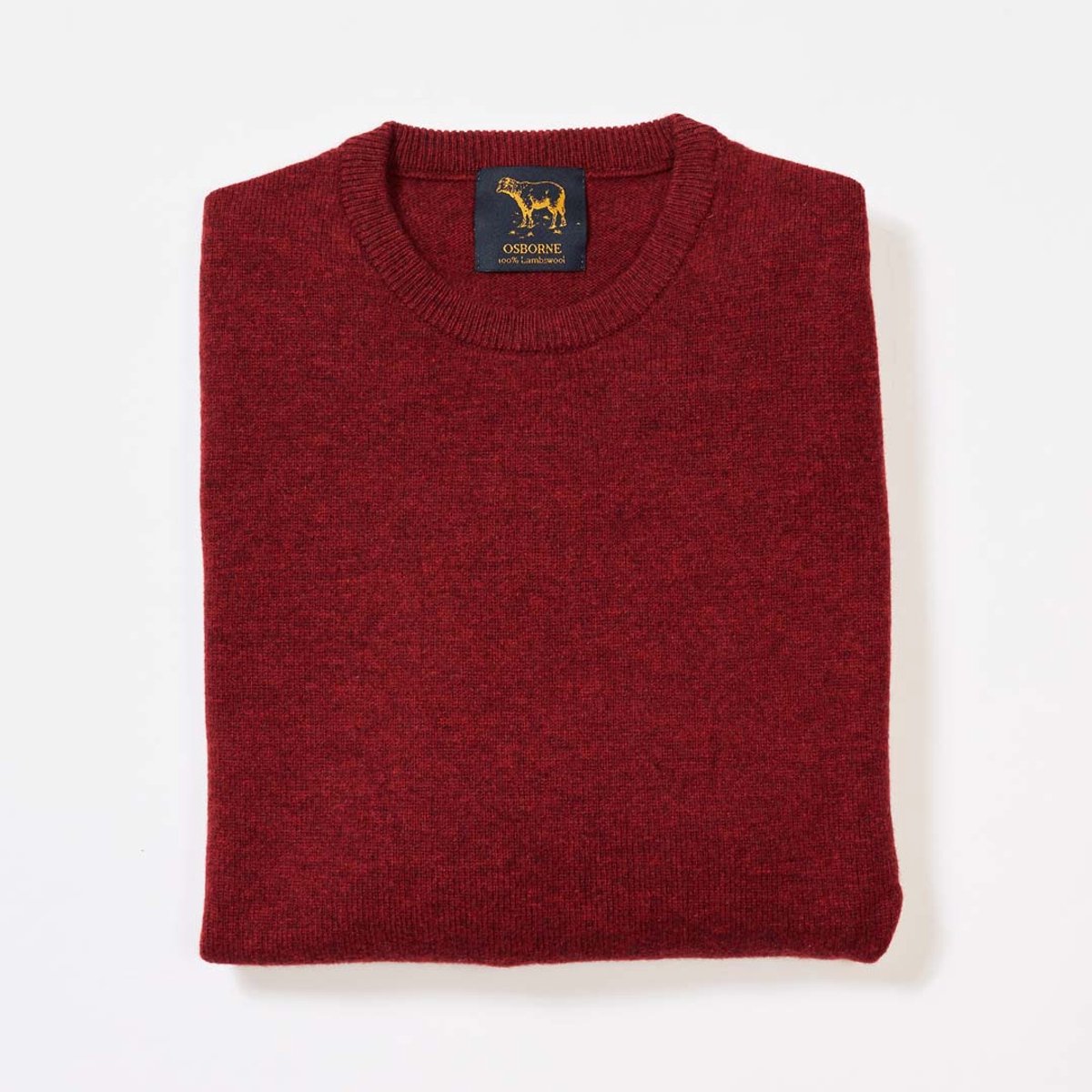 Osborne Knitwear Trui met ronde hals - Sweater heren in Lamswol - Pullover Heren - Pomegranate - 3XL