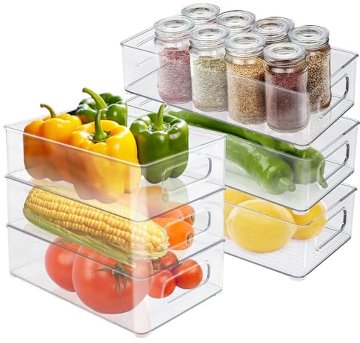 Organizer Set voor Koelkast - Transparante Opbergdozen, Stapelbaar en Voedselveilig