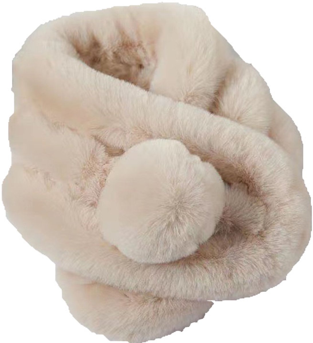 Dames Schal-Beige-Warm Pluizig Imitatiebont Sjaal