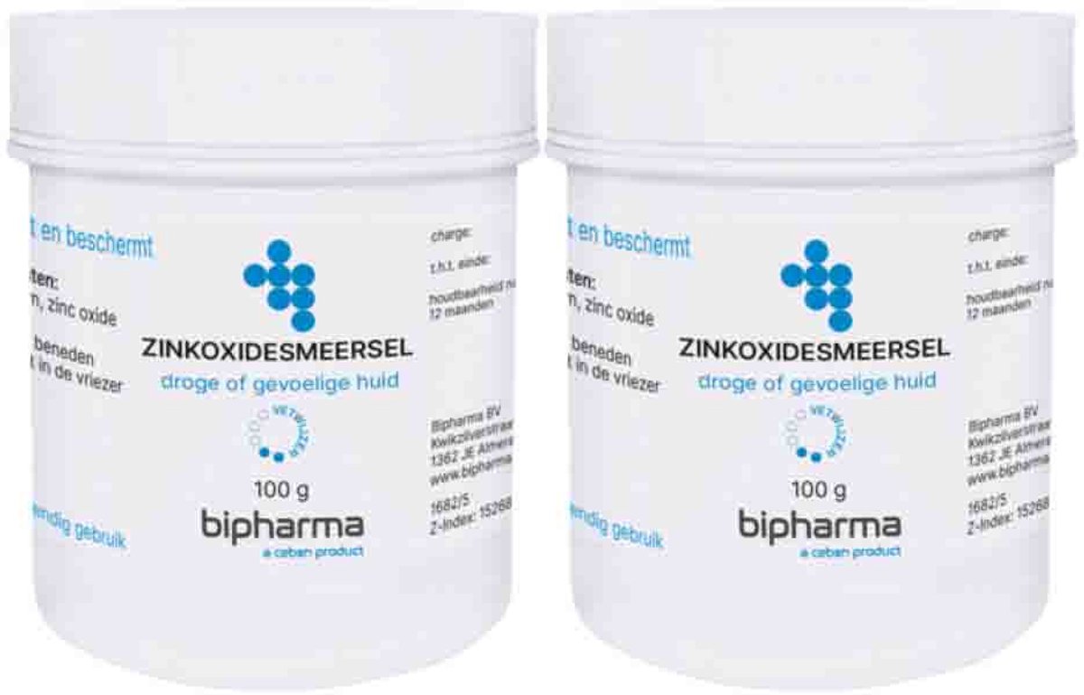 Bipharma Zinkoxidesmeersel Zinkolie - 2 x 100 gr - Voordeelverpakking