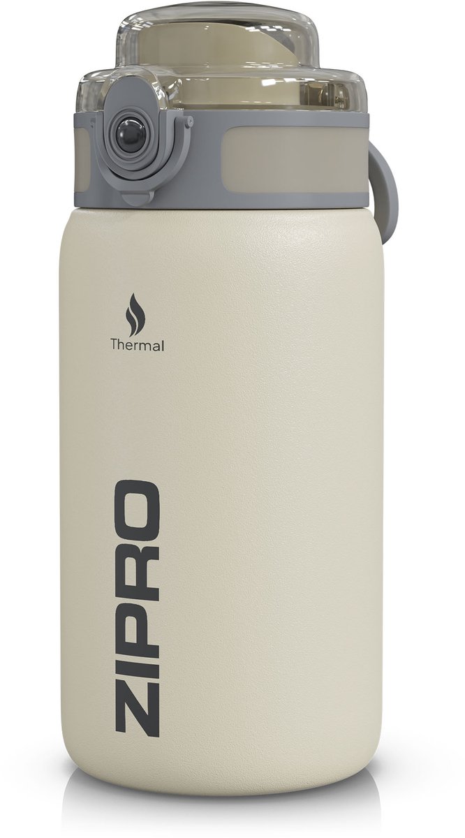 ZIPRO Thermosbeker 500ml - RVS Isoleerbeker - Lekvrij - 6u Warm/Koud - BPA-vrij - Beige