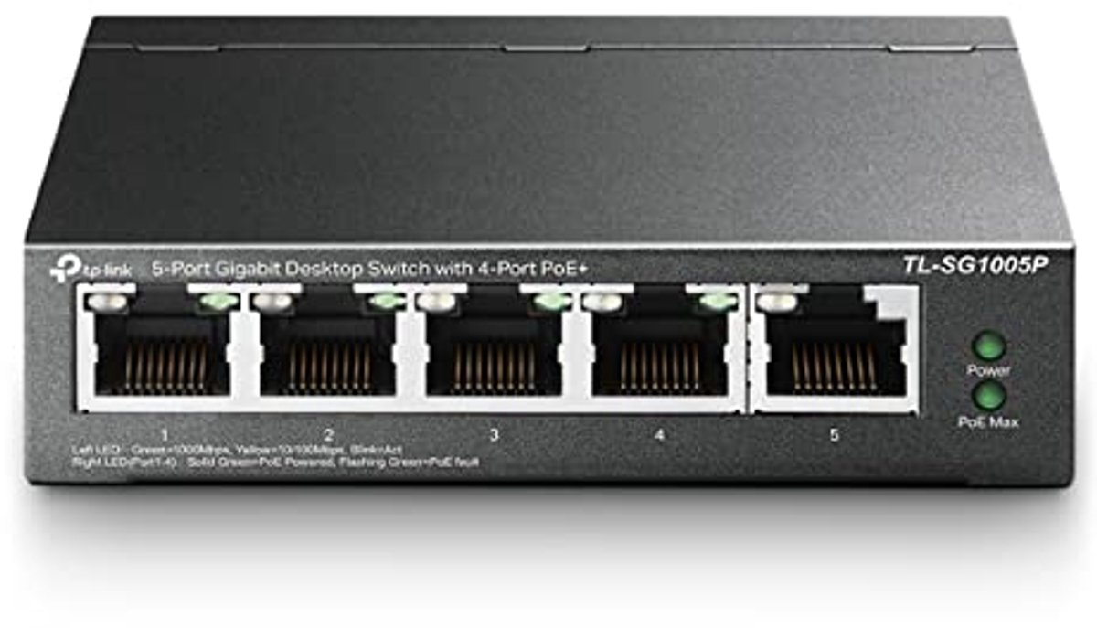 5-Poorts Gigabit PoE Switch met Plug-and-Play Functionaliteit