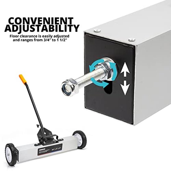24" Magnetische Veegmachine met Wielen - Verstelbare Handvat en 50LB Capaciteit - Ideaal voor Bouw van Merkloos	 — afbeelding 4