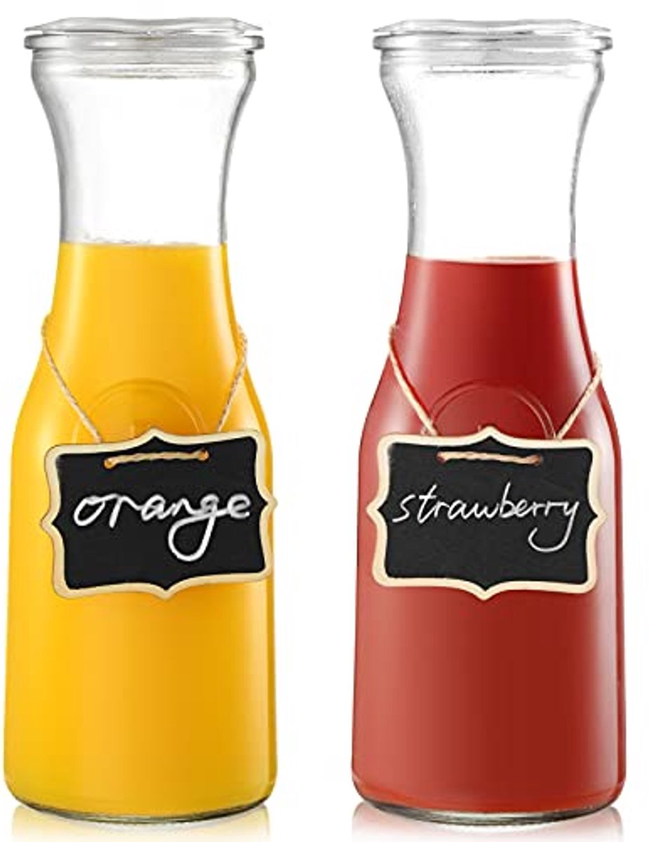 Set van 2 glazen caraf met deksels - Perfect voor brunch en koud dranken