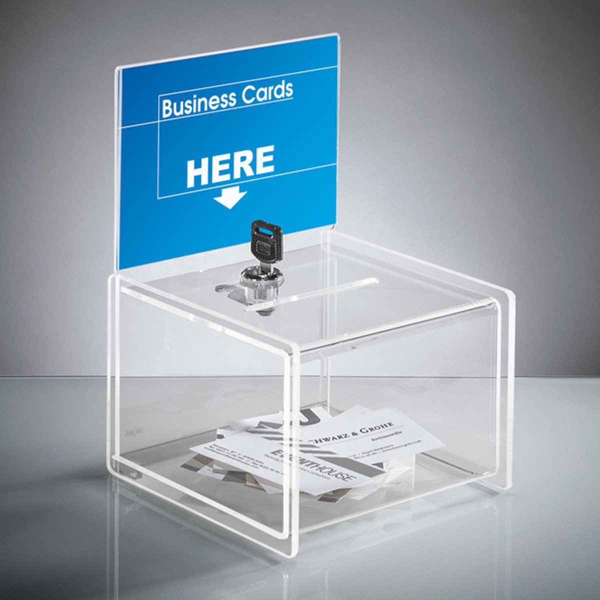 Sigel visitekaartbak transparant inclusief slot 15x22x15mm cm insteek voor A6 kaart