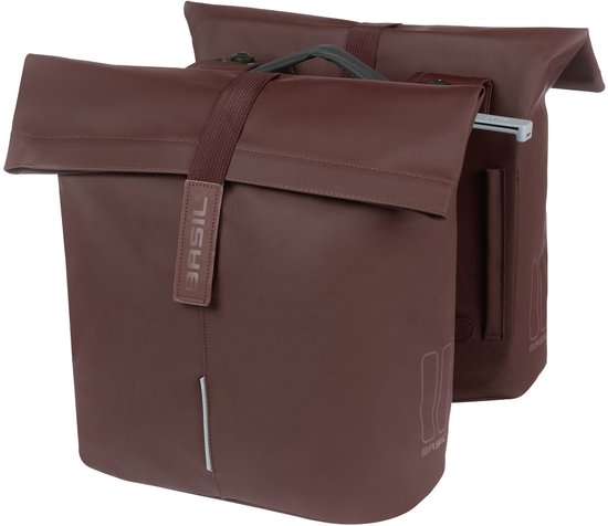 Sacoche double pour vélo Basil City MIK, 28-32L, marron rôti