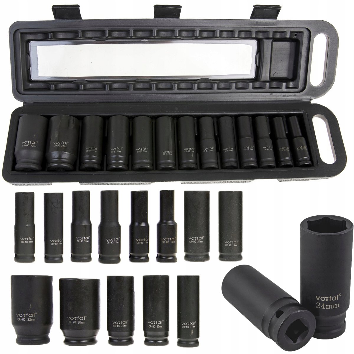 Krachtdoppenset 1/2" Lang 10-32mm 13 Delig