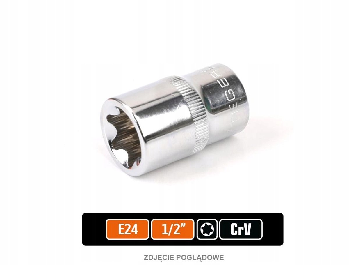 Dopsleutel TORX E24 1/2" CRV Staal - Teger