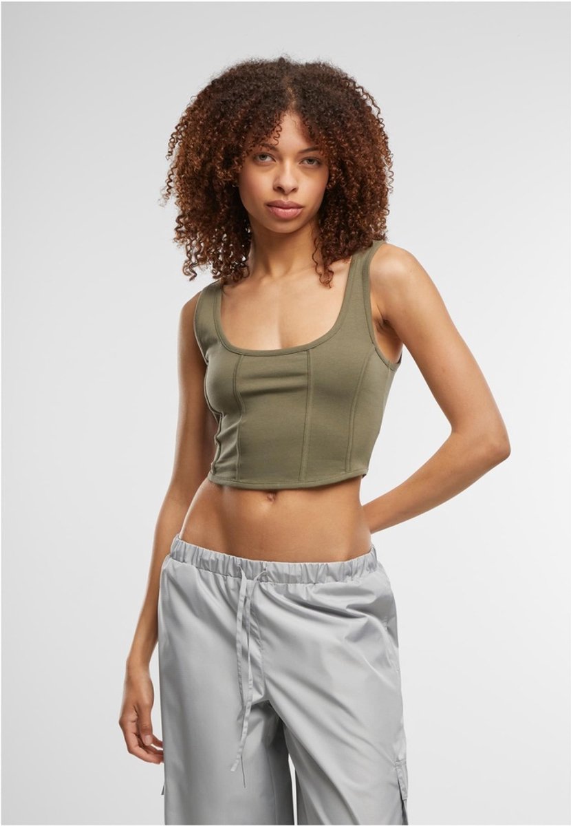 Urban Classics Jersey corsage Mouwloze top L Olijfgroen
