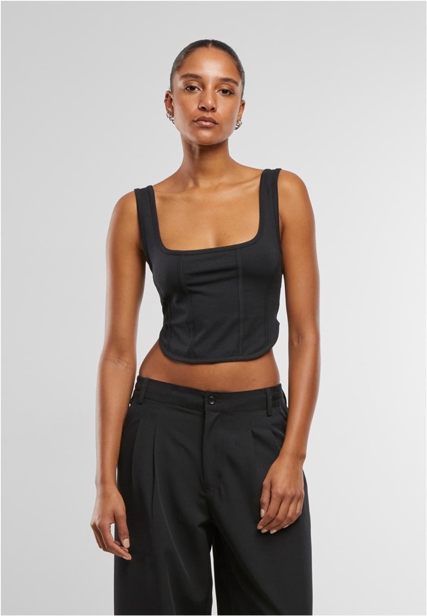 Urban Classics Jersey corsage Mouwloze top L Zwart