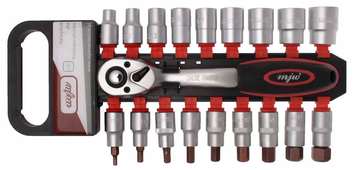 19-delige DOPPENSET 1/2" 6-kant + HEX met Ratel MJW