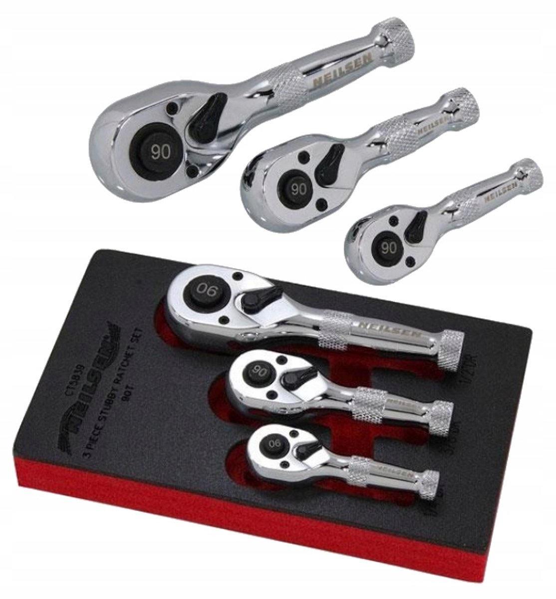 Mini Ratelset 1/4, 3/8, 1/2 Inch - 90 Tanden
