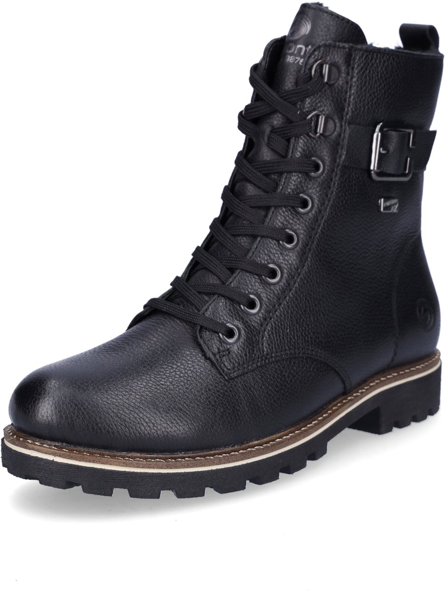 Remonte dames leren veterboot zwart
