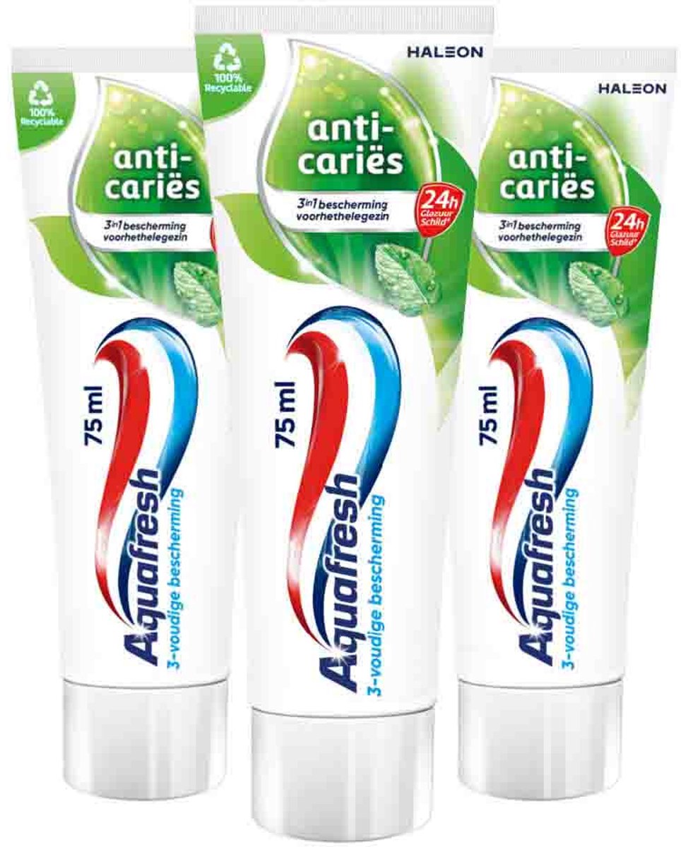 Aquafresh Tandpasta Anti-Caries - 3 x 75 ml - Voordeelverpakking
