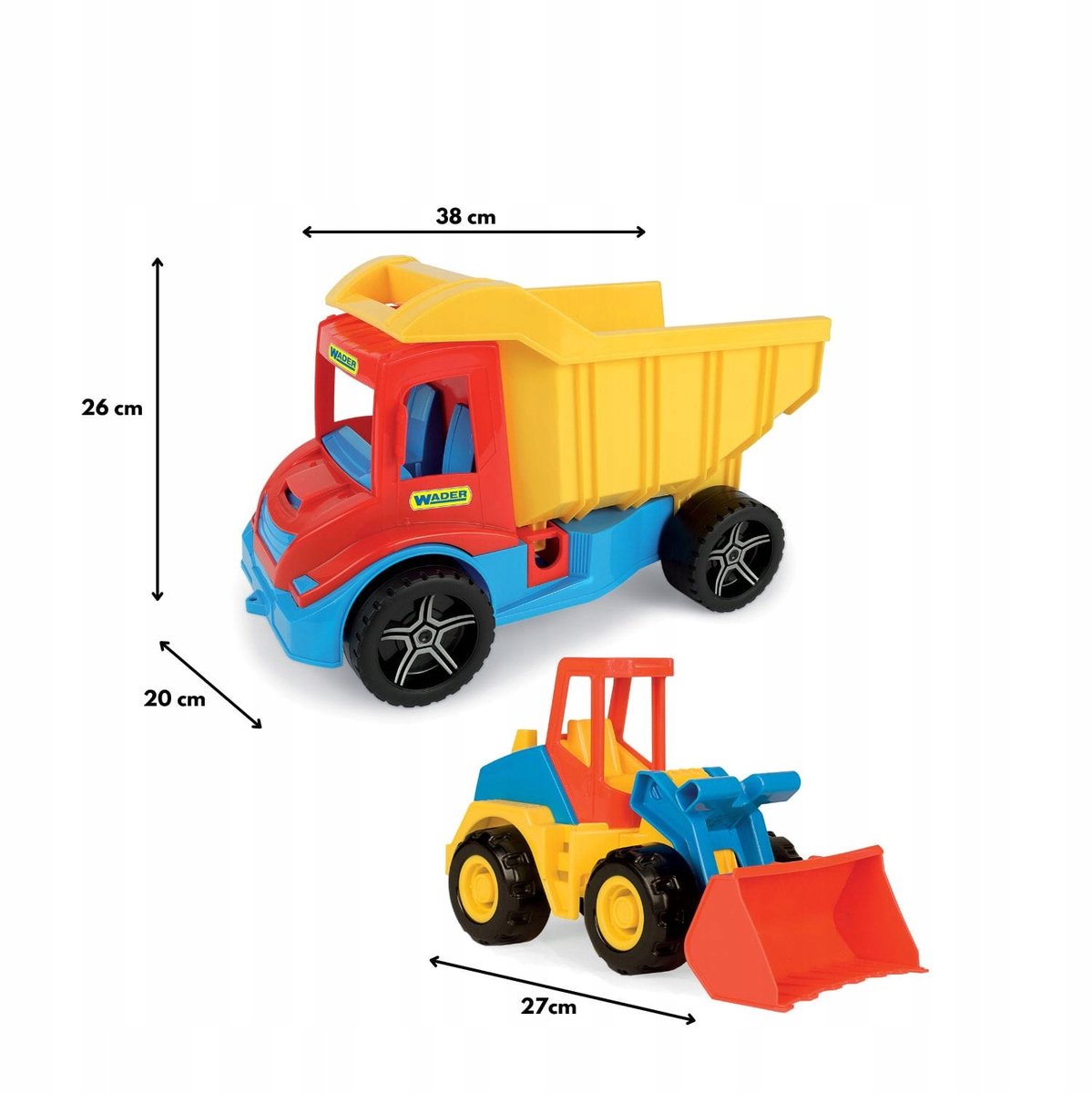 Wader Multi Truck Kiepwagen met Graafmachine Speelgoed 38cm
