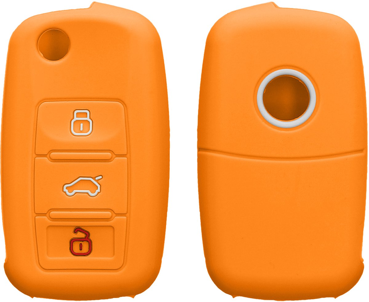 kwmobile autosleutel hoesje geschikt voor VW Skoda Seat 3-knops autosleutel hoes - TPU autosleutel behuizing - Beschermende auto sleutel case - Sleuteletui in fruitig oranje