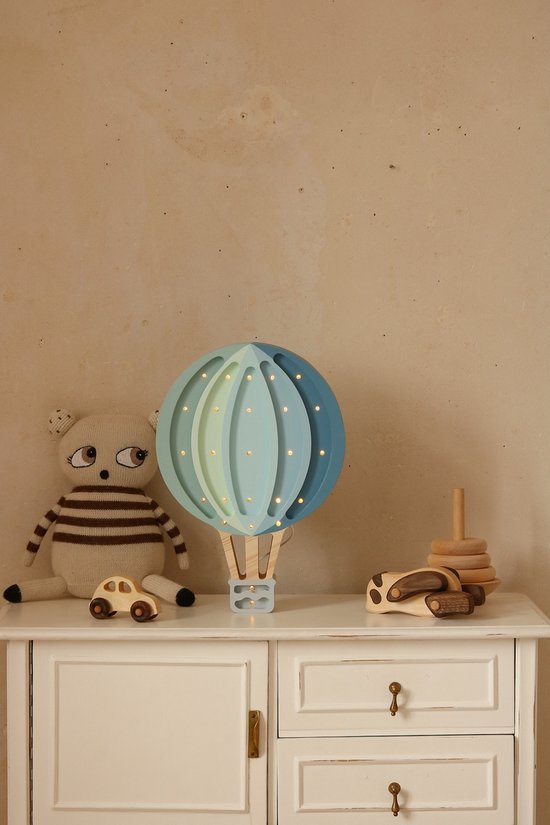 Little Lights Hot Air Balloon Lamp - Blue Rainbow kinderkamer lamp van Little Lights — afbeelding 3