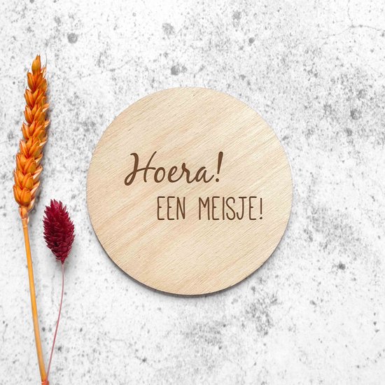 Hoera, een meisje! - aankondigingskistje met cirkel - zwangerschapsaankondiging - gender reveal cadeau - Fien & Feau van Fien & Feau — afbeelding 5