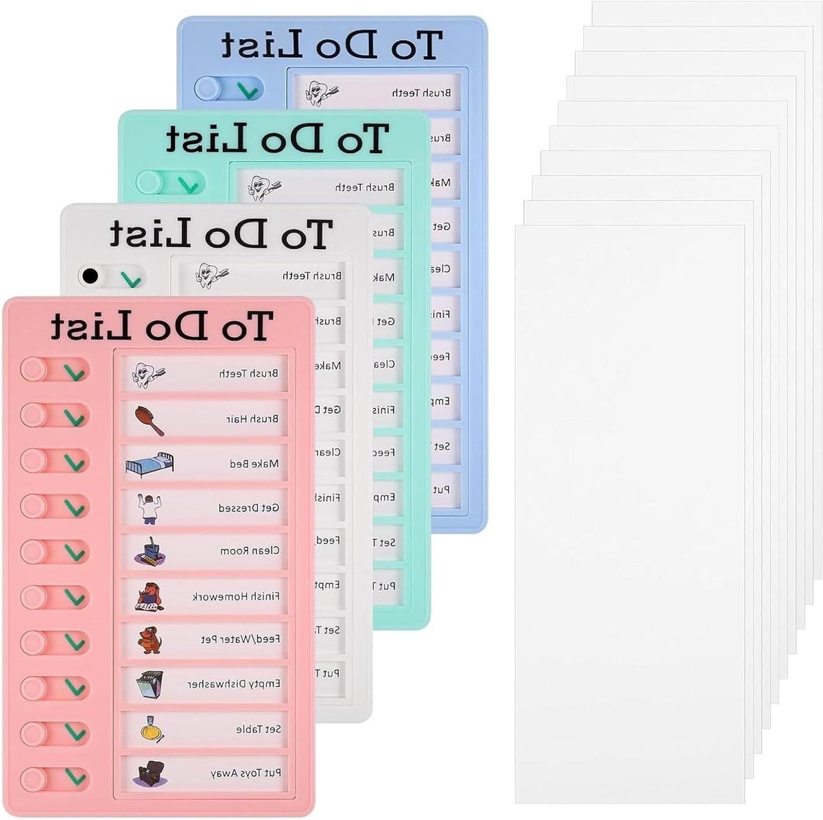 Provento - Herbruikbaar To-Do lijstbord | Afneembaar | Checklist Board | Dagelijks Schema | Gedrag Grafiek | Memo Checklist | Karweitkaart Planner Board | Wit | 4 stuks.