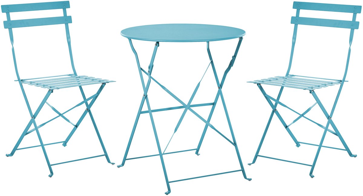 Bol.com BELIANI FIORI - Bistroset voor 2 - Zeeblauw - Staal aanbieding