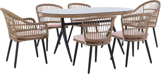 Beliani ALIANO - Set de Repas de Garden - Beige - Rotin PE