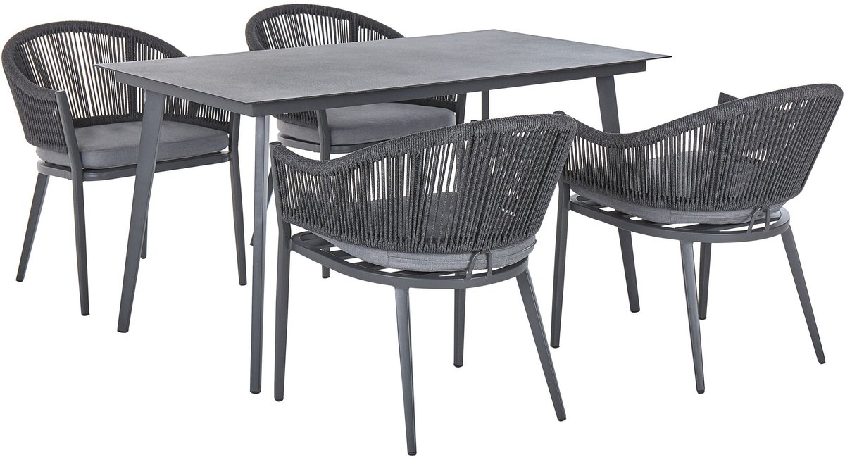 MILETO - Tuinset voor 4 - Donkergrijs - Aluminium
