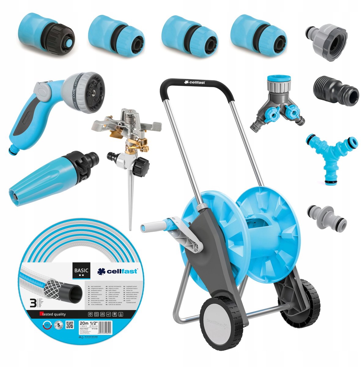 Cellfast Tuinslangwagen Set 20m met Sproeiers en Accessoires
