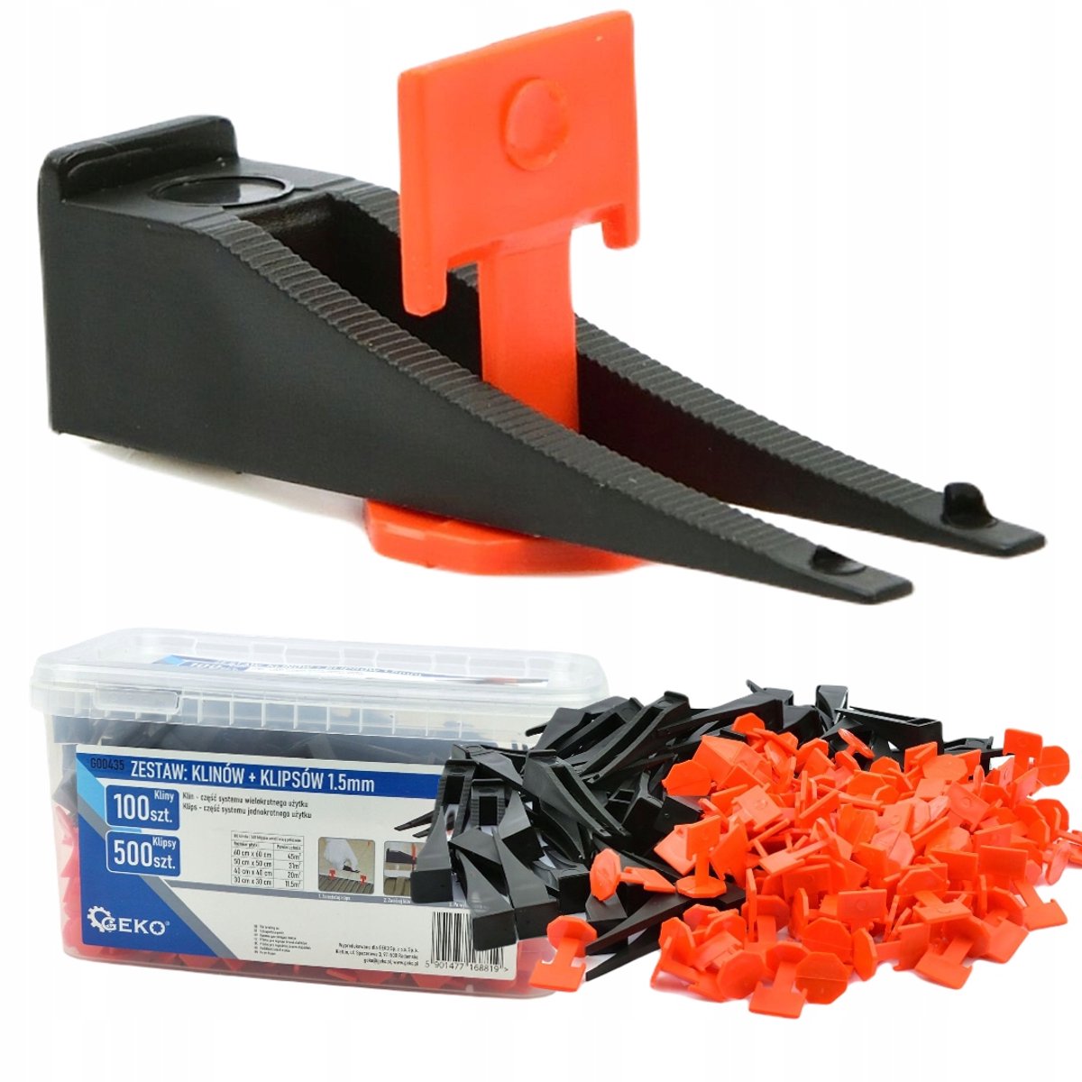 Tegel Leveling Systeem: 500 Clips + 100 Wiggen 1,5mm