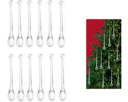 12 x Kerstboomhangers Ijspegels - Kerstornamenten -kerst hangers - kerstversiering -Kerstboom Trims-voor kerstboom kerstboomdecoratieset Kerstmis Nieuwjaar Gift Present ( 100 x 20 mm)