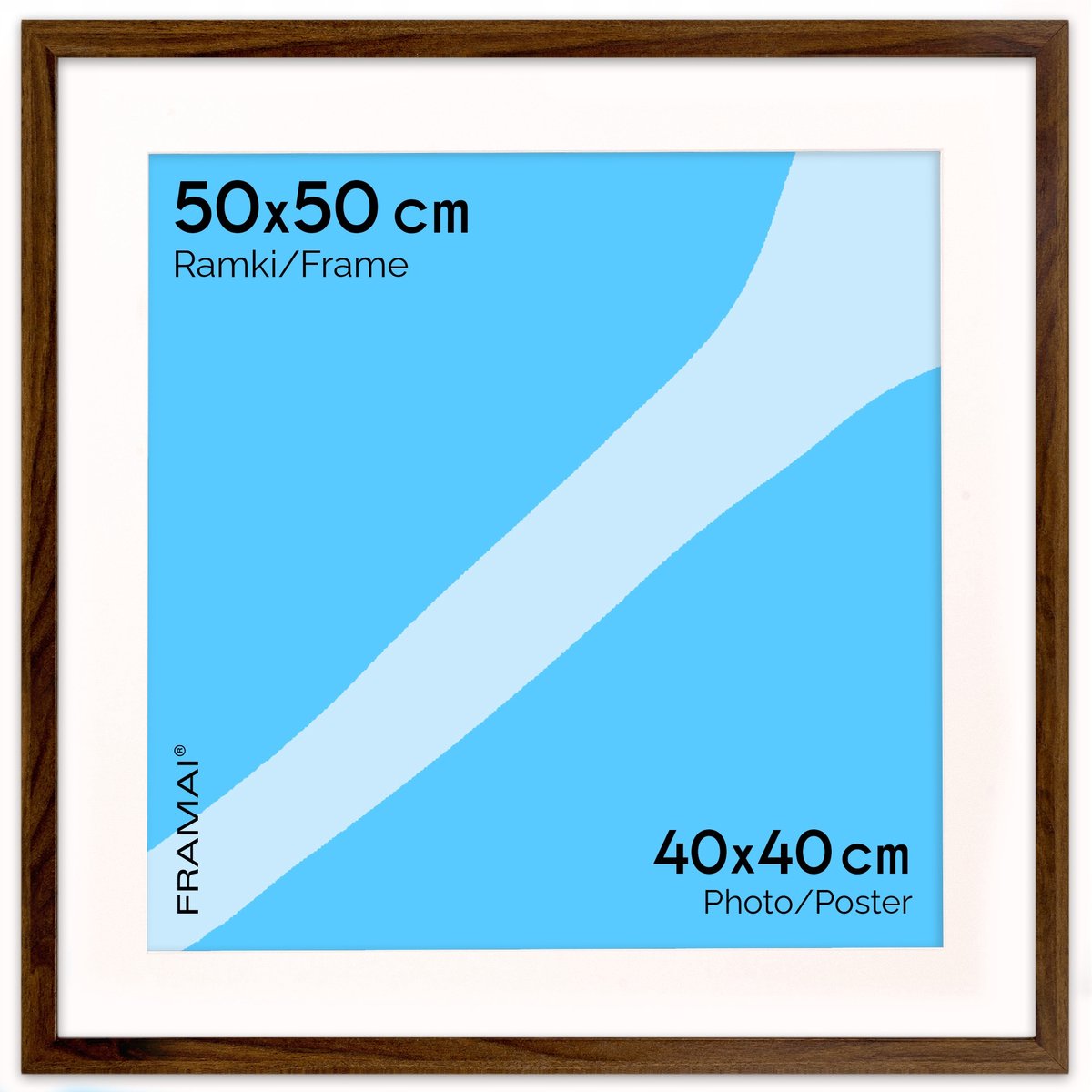 Drizzle Fotolijst 50x50 cm met Passepartout (40x40 cm)