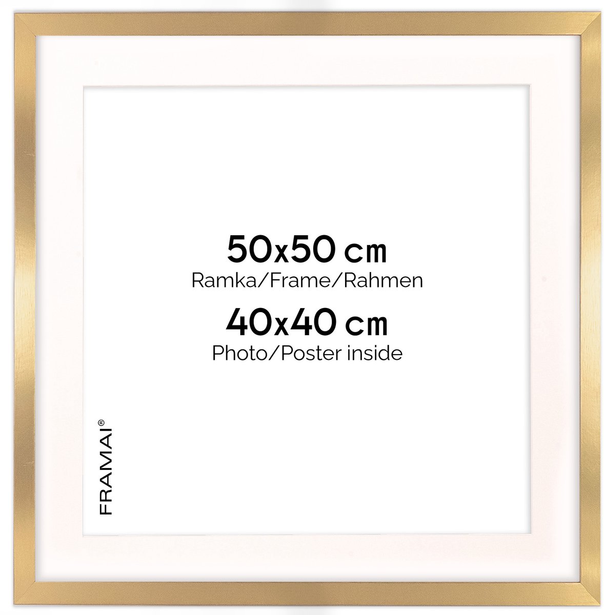 Gouden Fotolijst 50x50 cm met Passe-partout (40x40 cm)
