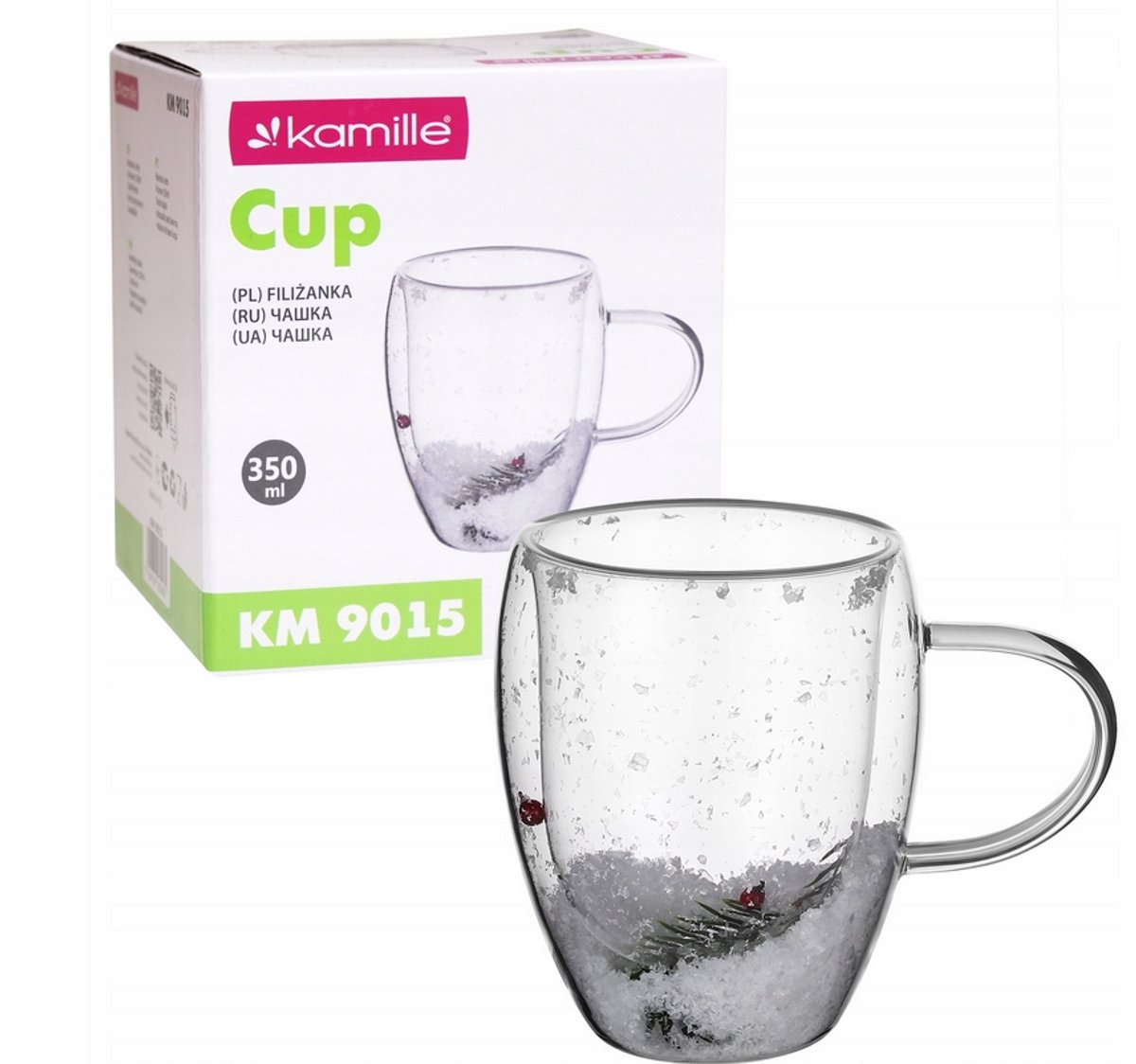 Kamille Dubbelwandige Glazen Mok voor Koffie & Thee - 350ml