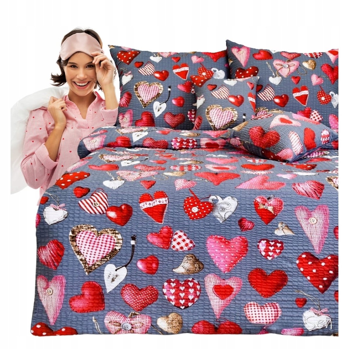 Kora Beddengoedset Hartjes 160x200cm 100% Katoen