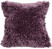 Housse de coussin à poils longs 40x40 cm - Violette à franges