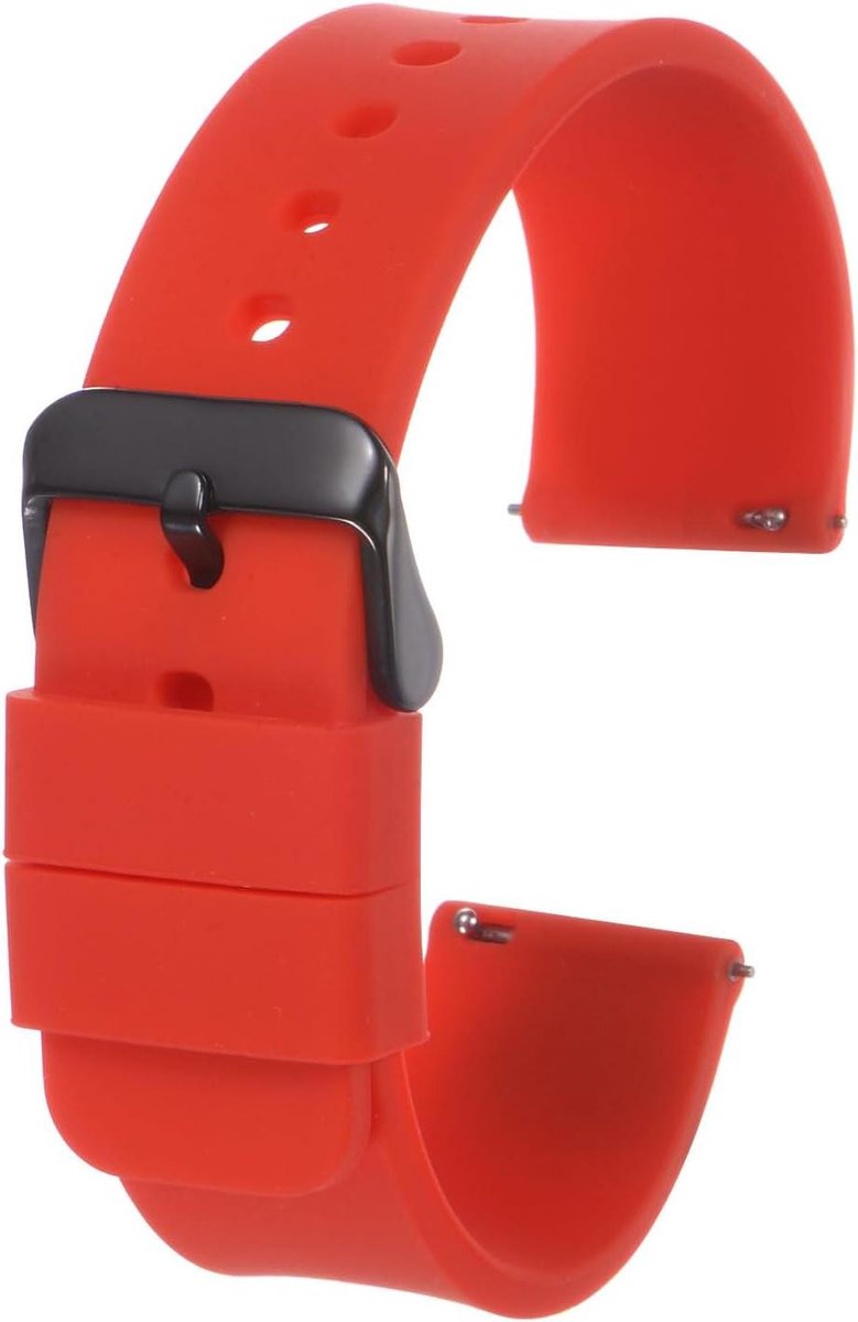 Siliconen armband 22 mm met snelsluiting, zacht en duurzaam, roestvrijstalen gesp, unisex, rood.