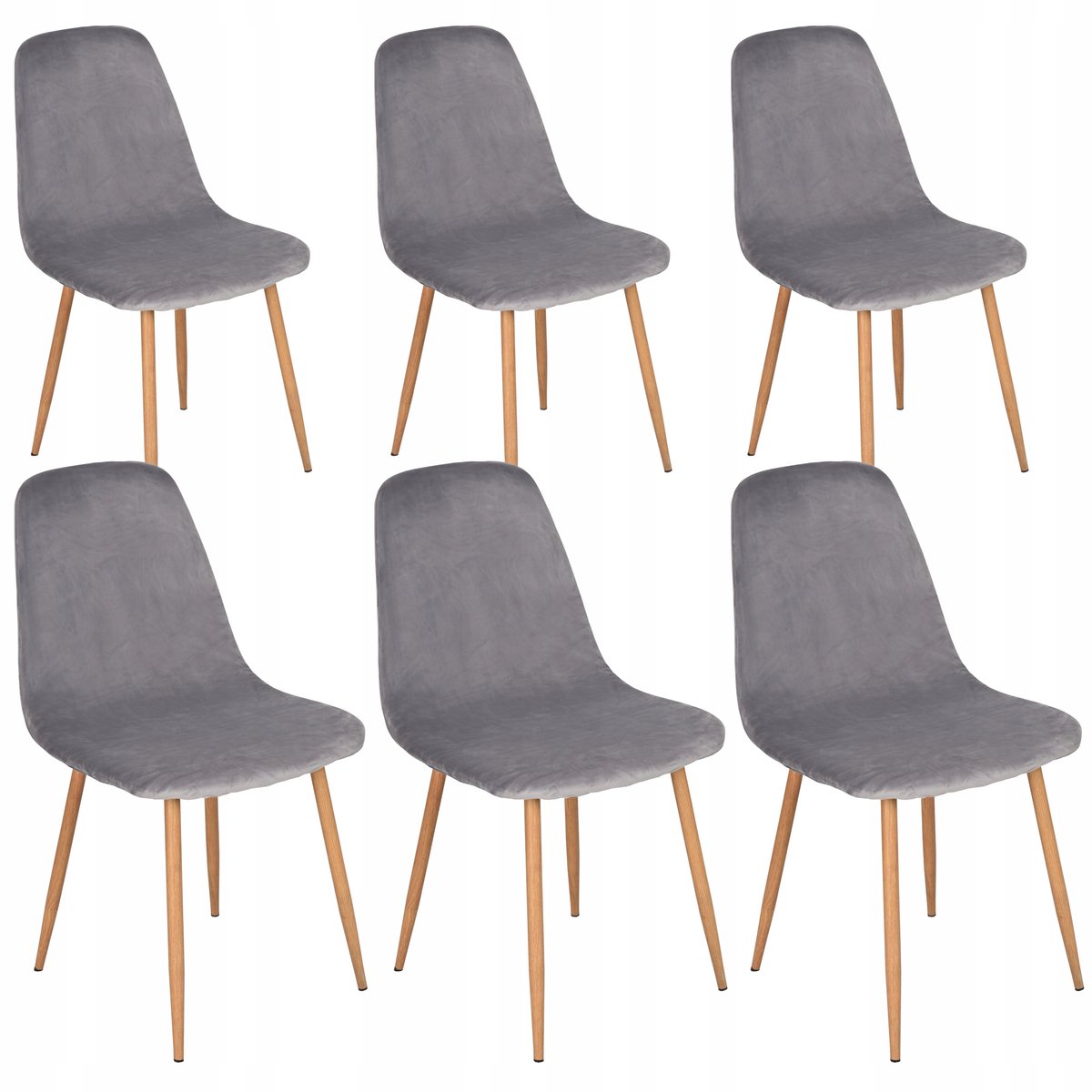 6x Scandinavische Stoelhoezen Velours Grijs - Elastisch & Wasbaar