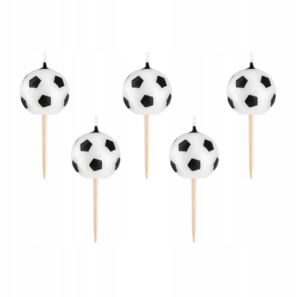 Voetbal Taartkaarsen voor Muffins - 5 Stuks
